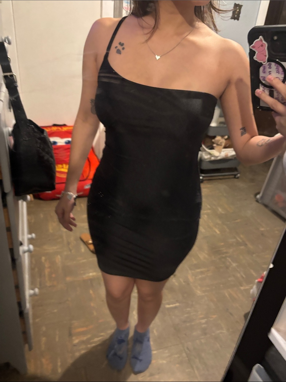 One-Shoulder Black Bodycon Mini Dress